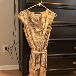 The Limited Cream and Orange Butterfly Midi Dress